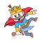 The king with the golden crown holding the sword joins the war, doodle icon image kawaii