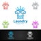 King Laundry Dry Cleaners Logo with Clothes, Water and Washing Concept