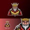 King lord sport esport logo design template with armor, crown, beard and thick mustache