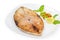 King mackerel steak on white background,fried fish