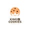 King majesty cookies logo with crown silhouette negative space cutout inside cookie icon symbol illustration