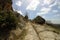 King Midas city Acropolis, Phrygian Valley, Lycian Way. Midas Monument. Rock-cut way of temple, Cemetery, Spring in Anatolia,
