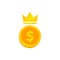 King money logo vector design. money coin with crown icon illustration