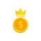 king money logo vector design. money coin with crown icon illustration