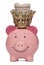 King Piggybank with US dollars