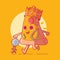 King pizza cute character running vector illustration.