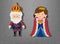 King and queen cartoon character on grey background