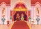King and queen. interior medieval royal palace throne monarchy ceremony room, fantasy jesters and knights, fairy tale