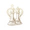 King and queen, luxury gold engraving chess pieces with floral decoration