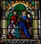 King and Queen praying for their son to heal - stained glass in