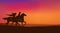 King and queen riding horses at sunset vector silhouette scene