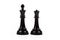 King and queen, two simple chess figures isolated on white, cut out. Royal couple, royalty abstract concept, pair of game pieces