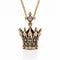 King\\\'s Crown Pendant Necklace With Diamonds - Light Bronze And Black Style