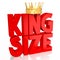 King size concept - red word, golden crown