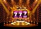 King slots 777 banner casino on the golden background.