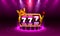 King slots 777 banner casino on the purple background.
