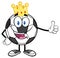 King Soccer Ball Cartoon Mascot Character With Golden Crown Giving A Thumb Up