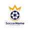 King Soccer logo template, Football King logo design vector