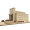 King Solomon`s temple Beit HaMikdash in hebrew name with large basin call Brazen Sea and bronze altar on white. 3D