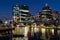 King street wharf nightscape with view of International towers in Darling Harbour Sydney NSW Australia