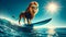 King of the Surf: Lion\\\'s Daring Ocean Quest. Generative AI.