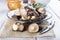 King trumpet mushrooms on the table of the kitchen