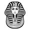 King Tutankhamun mask, ancient Egyptian pharaoh. Hand-drawn vintage vector outline illustration. Tattoo flash, t-shirt