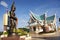 King vessavana or Kuvera statue for Thai people and travelers travel visit and respect pray at Wat pa phu kon temple on December