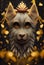 King wolf portrait. Gray wolf with a crown. Beautiful fabulous gray wolf. Digital illustration. AI-generated