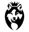 King wolf wearing royal crown black and white vector head outline