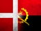 The Kingdom of Denmark National flag with Republic of Angola national flag. Grunge Background