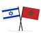 Kingdom of Morocco Vector Flag with the State of Israel Flag on poles expressing diplomatic relations, friendship and partnership.