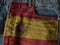 Kingdom of Spain flag On Jeans Denim Texture. The concept of Kin