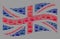 Kingdom Waving Great Britain Flag - Collage with Crown Icons