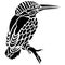Kingfisher bird sits on a branch black silhouette drawn by various lines in the Celtic style. Tattoo bird, logo, emblem