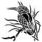 Kingfisher bird sits in the reeds of a black silhouette drawn by various lines in the Celtic style. Tattoo bird, emblem