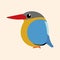 Kingfisher cartoon vector, stork billed kingfisher bird cartoon vector.