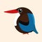 Kingfisher cartoon vector, white-throated kingfisher cartoon vector.