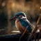 Kingfisher on the riverbank, glorious colors