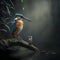 Kingfishers And Baby At Rainforest. Generative AI