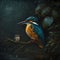 Kingfishers And Baby At Rainforest. Generative AI