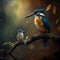 Kingfishers And Baby At Rainforest. Generative AI