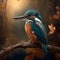 Kingfishers At Rainforest. Generative AI