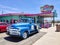 Kingman, Arizona, USA. Mr Dz Route 66 Diner, Blue collectible vintage car outside of the restaurant