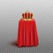 Kings golden crown on red velvet pedestal realistic vector illustration isolated.