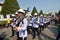 Kings Guards are marching in Grand Royal Palace in Bangkok, Thai