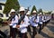 Kings Guards are marching in Grand Royal Palace in Bangkok, Thai