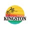 Kingston jamaica paradise vintage sunset palm tree distressed poster beach apparel