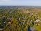 Kingston town aerial view in fall, MA, USA