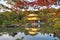 Kinkakuji in autumn season, famous Golden Pavilion at Kyoto, Japan